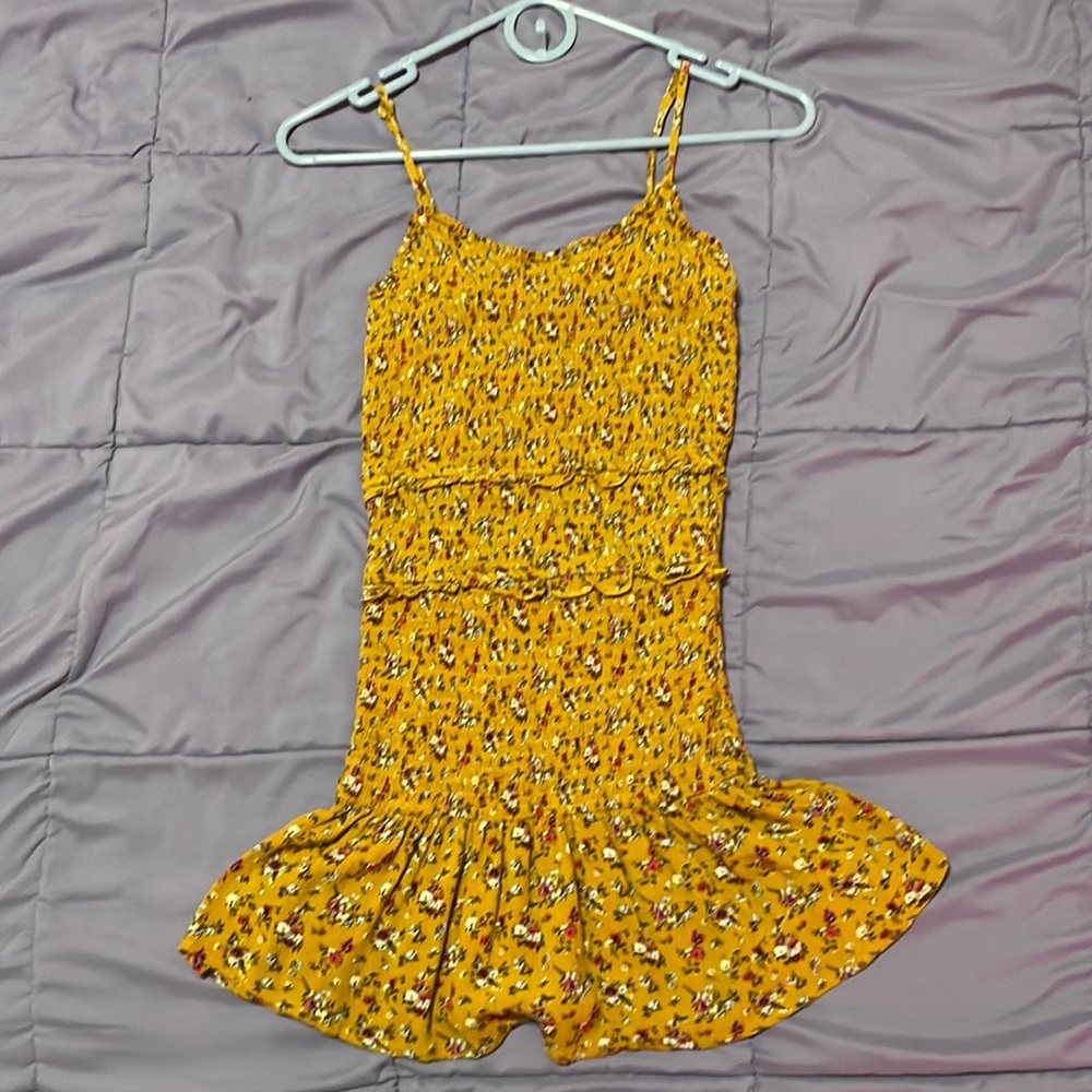 Yellow floral mini dress